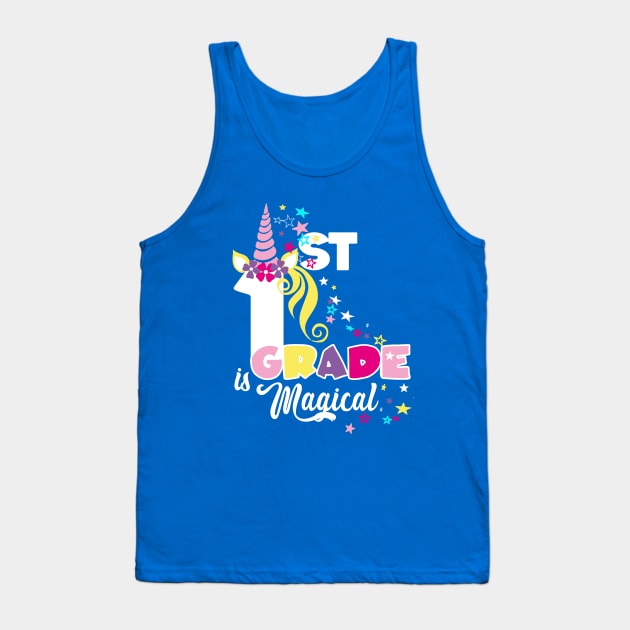 First Grade Girls 1st Grader Gift Magical Unicorn Lover Gift Tank Top by Bezra